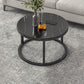 Round Coffee Or End Table Glam Drum Coffee Table in Black and White 24"L x 24"W x 15"H Black Black Clearhalo 'Coffee & Accent Tables' 'Coffee Tables' 'coffee_tables' 'furn' 'furn_coffee_tables' 'Furniture' 'Living Room Furniture' 6673073