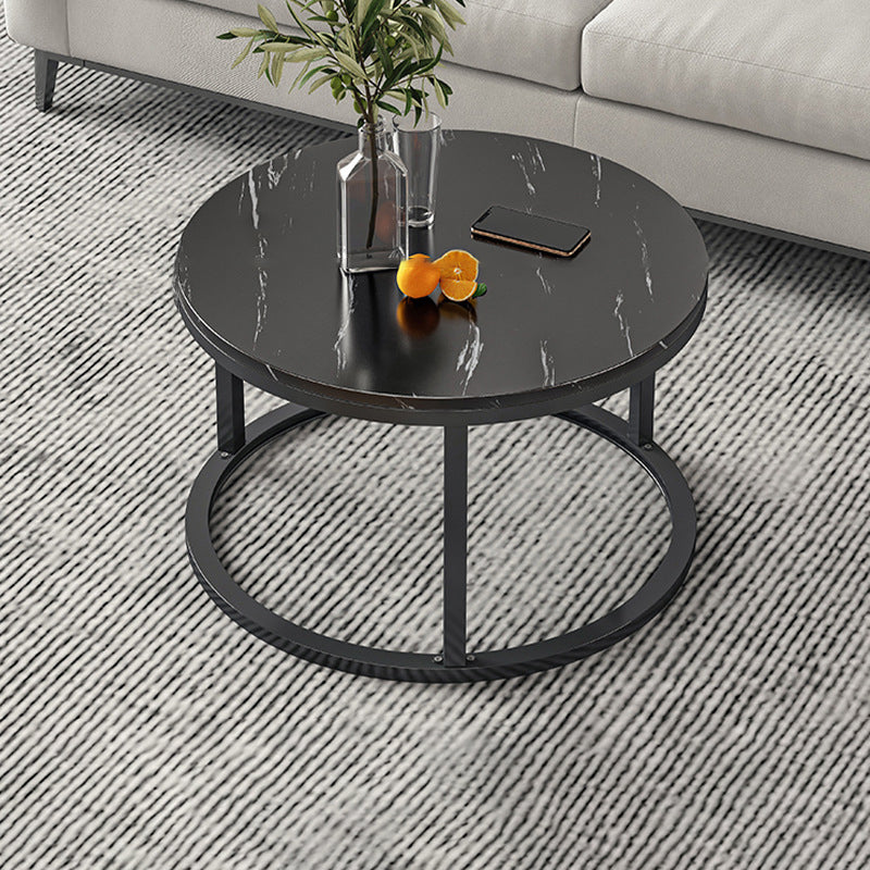 Round Coffee Or End Table Glam Drum Coffee Table in Black and White 24"L x 24"W x 15"H Black Black Clearhalo 'Coffee & Accent Tables' 'Coffee Tables' 'coffee_tables' 'furn' 'furn_coffee_tables' 'Furniture' 'Living Room Furniture' 6673073