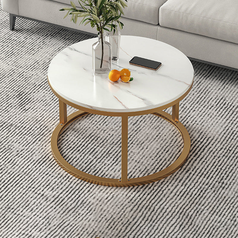 Round Coffee Or End Table Glam Drum Coffee Table in Black and White 24"L x 24"W x 15"H Gold White Clearhalo 'Coffee & Accent Tables' 'Coffee Tables' 'coffee_tables' 'furn' 'furn_coffee_tables' 'Furniture' 'Living Room Furniture' 6673075