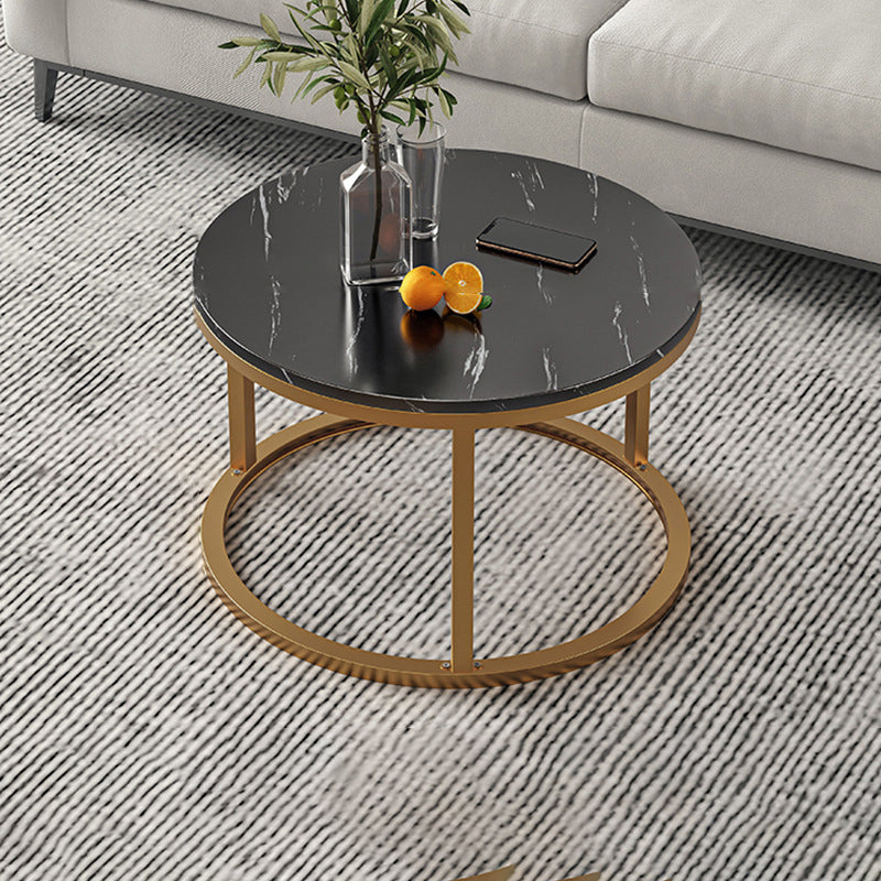 Round Coffee Or End Table Glam Drum Coffee Table in Black and White 20"L x 20"W x 15"H Gold Black Clearhalo 'Coffee & Accent Tables' 'Coffee Tables' 'coffee_tables' 'furn' 'furn_coffee_tables' 'Furniture' 'Living Room Furniture' 6673076