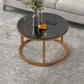 Round Coffee Or End Table Glam Drum Coffee Table in Black and White 24"L x 24"W x 15"H Gold Black Clearhalo 'Coffee & Accent Tables' 'Coffee Tables' 'coffee_tables' 'furn' 'furn_coffee_tables' 'Furniture' 'Living Room Furniture' 6673077