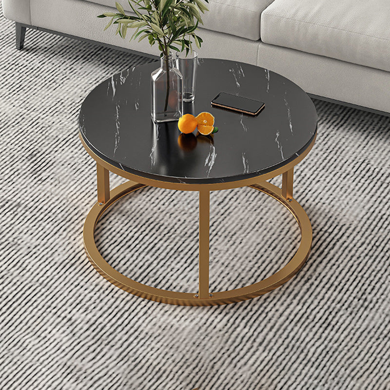 Round Coffee Or End Table Glam Drum Coffee Table in Black and White 24"L x 24"W x 15"H Gold Black Clearhalo 'Coffee & Accent Tables' 'Coffee Tables' 'coffee_tables' 'furn' 'furn_coffee_tables' 'Furniture' 'Living Room Furniture' 6673077