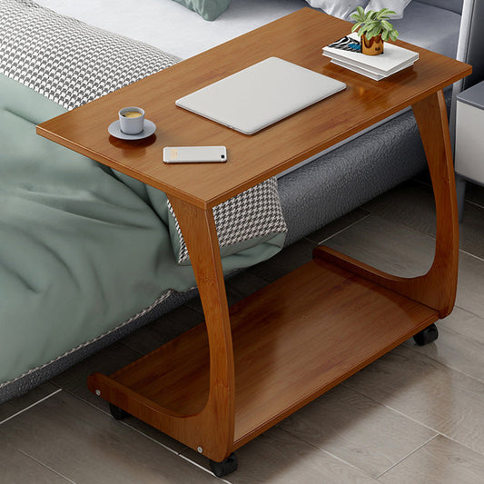 Tavolo accento lato divano di bambù in marrone moderno 1 - tavolo da scaffale con ruote