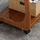 Bamboo Sofa Side Accent Table in Brown Modern 1 - Shelf End Table with Casters