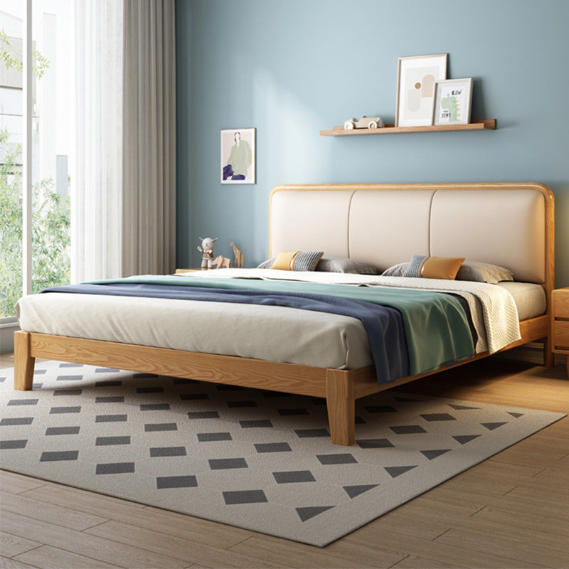 Skandinavianer Aschenpaneelbett natürliche Polsterbettrahmen mit Matratze