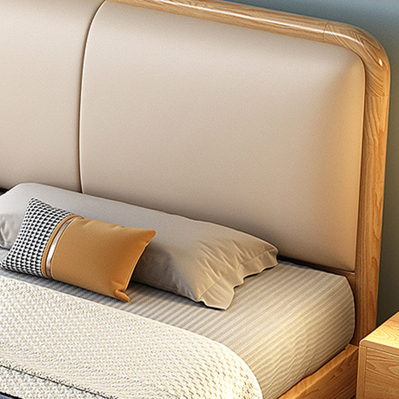 Skandinavianer Aschenpaneelbett natürliche Polsterbettrahmen mit Matratze