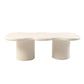 Scandinavian Free Form Coffee Table White Wooden Cocktail Table with 4 Legs 47"L x 24"W x 16"H Double Pedestal Clearhalo 'Coffee & Accent Tables' 'Coffee Tables' 'coffee_tables' 'furn' 'furn_coffee_tables' 'Furniture' 'Living Room Furniture' 6673354