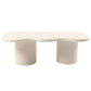 Scandinavian Free Form Coffee Table White Wooden Cocktail Table with 4 Legs 55"L x 27.5"W x 16"H Double Pedestal Clearhalo 'Coffee & Accent Tables' 'Coffee Tables' 'coffee_tables' 'furn' 'furn_coffee_tables' 'Furniture' 'Living Room Furniture' 6673356