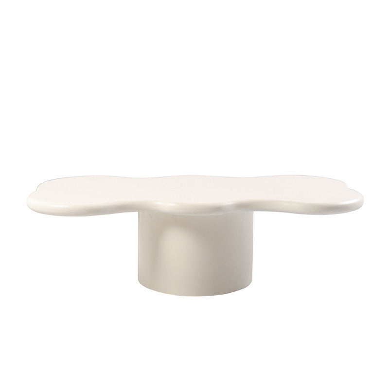 Scandinavian Free Form Coffee Table White Wooden Cocktail Table with 4 Legs 39.5"L x 19.5"W x 16"H Pedestal Clearhalo 'Coffee & Accent Tables' 'Coffee Tables' 'coffee_tables' 'furn' 'furn_coffee_tables' 'Furniture' 'Living Room Furniture' 6673358