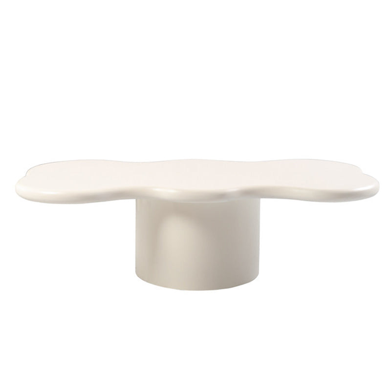 Scandinavian Free Form Coffee Table White Wooden Cocktail Table with 4 Legs 47"L x 24"W x 16"H Pedestal Clearhalo 'Coffee & Accent Tables' 'Coffee Tables' 'coffee_tables' 'furn' 'furn_coffee_tables' 'Furniture' 'Living Room Furniture' 6673360
