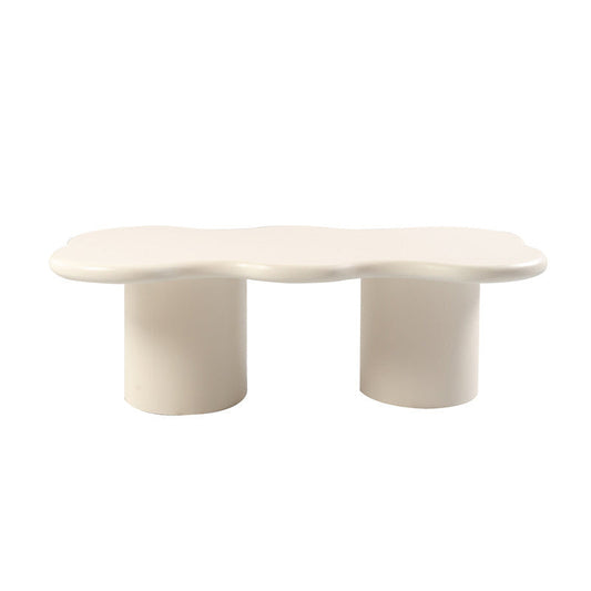 Scandinavian Free Form Coffee Table White Wooden Cocktail Table with 4 Legs