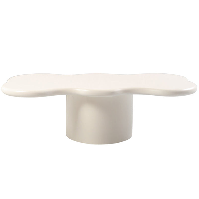 Scandinavian Free Form Coffee Table White Wooden Cocktail Table with 4 Legs 55"L x 27.5"W x 16"H Pedestal Clearhalo 'Coffee & Accent Tables' 'Coffee Tables' 'coffee_tables' 'furn' 'furn_coffee_tables' 'Furniture' 'Living Room Furniture' 6673362