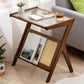 Modernistic Glass Top 4 Legs Rectangular Living Room Accent Side Table
