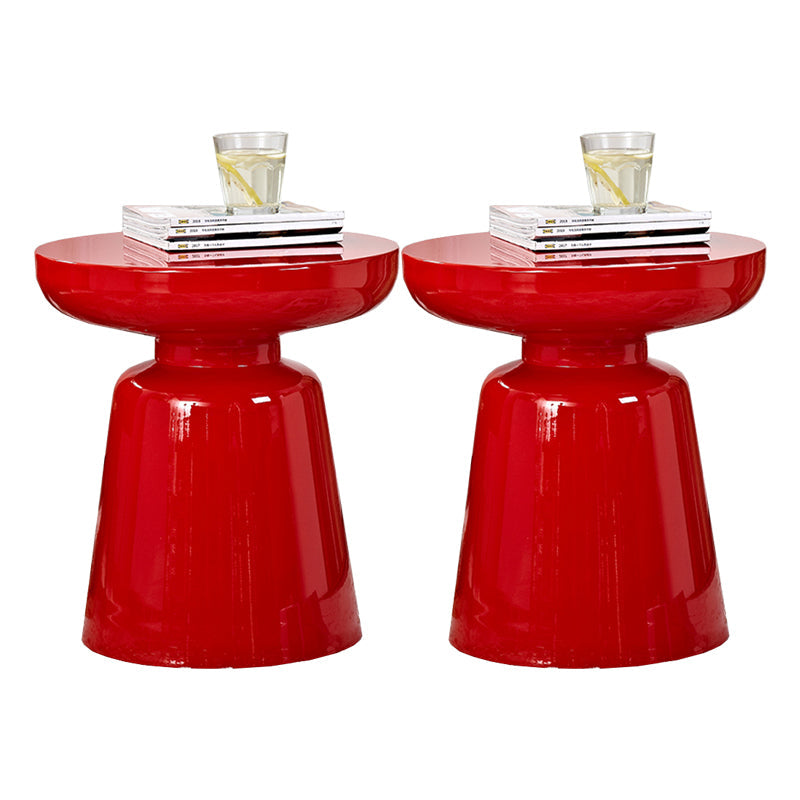 Mid-Century Metal Round End Table Pedestal Sofa Corner Table Red 2 Clearhalo 'Coffee & Accent Tables' 'End & Side Tables' 'end_side_tables' 'furn' 'furn_end_side_tables' 'Furniture' 'Living Room Furniture' 6673556