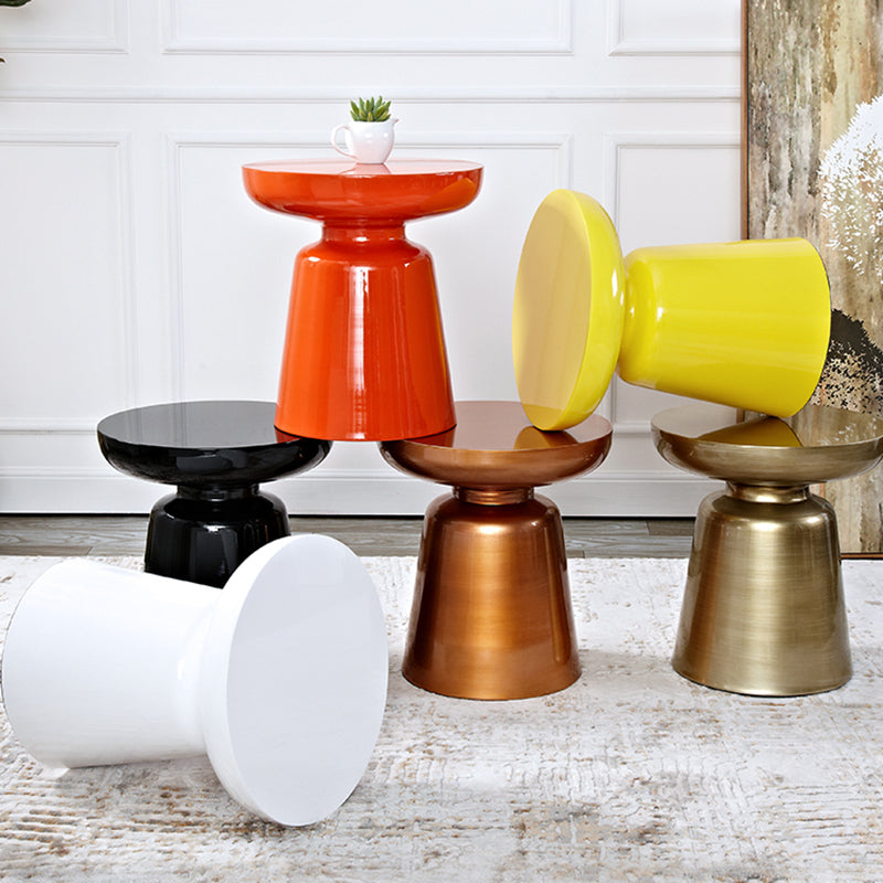 Mid-Century Metal Round End Table Pedestal Sofa Corner Table Clearhalo 'Coffee & Accent Tables' 'End & Side Tables' 'end_side_tables' 'furn' 'furn_end_side_tables' 'Furniture' 'Living Room Furniture' 6673575