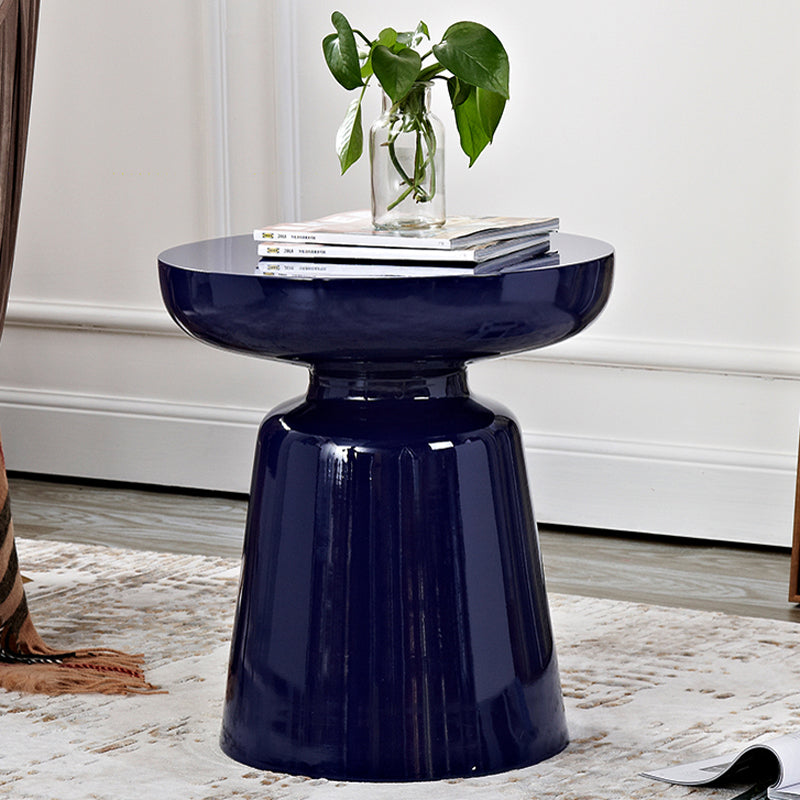 Mid-Century Metal Round End Table Pedestal Sofa Corner Table Dark Blue 1 Clearhalo 'Coffee & Accent Tables' 'End & Side Tables' 'end_side_tables' 'furn' 'furn_end_side_tables' 'Furniture' 'Living Room Furniture' 6673577