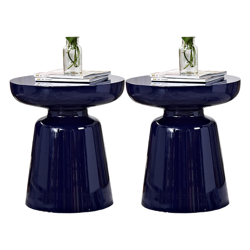 Mid-Century Metal Round End Table Pedestal Sofa Corner Table Dark Blue 2 Clearhalo 'Coffee & Accent Tables' 'End & Side Tables' 'end_side_tables' 'furn' 'furn_end_side_tables' 'Furniture' 'Living Room Furniture' 6673578