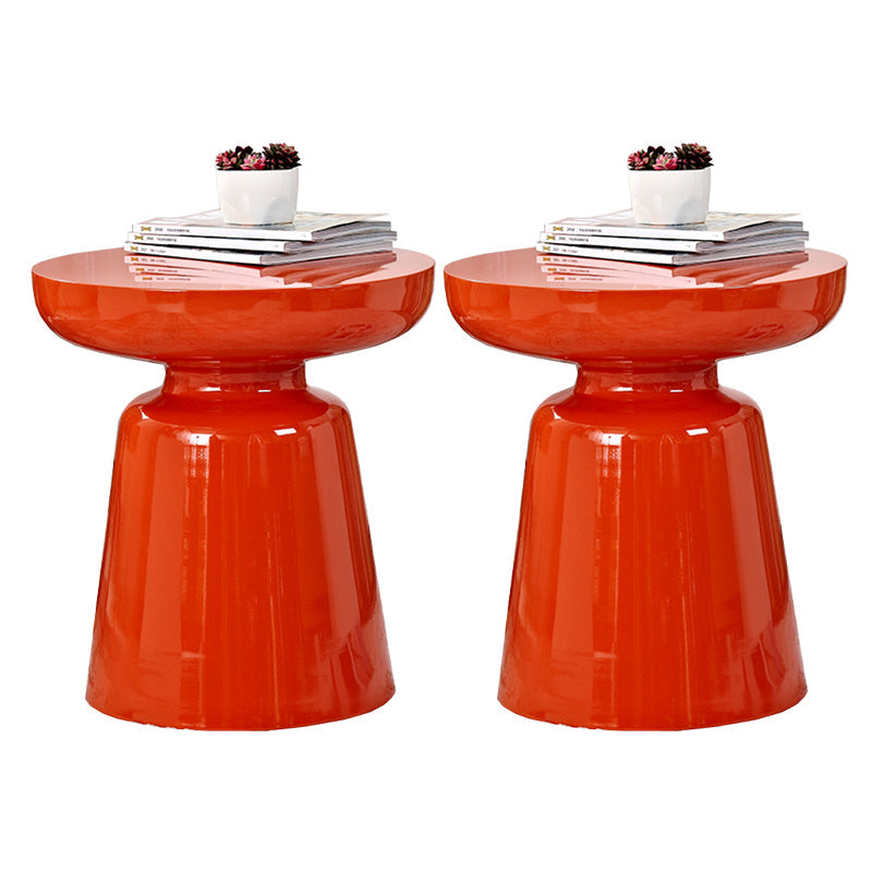 Mid-Century Metal Round End Table Pedestal Sofa Corner Table Orange-Red 2 Clearhalo 'Coffee & Accent Tables' 'End & Side Tables' 'end_side_tables' 'furn' 'furn_end_side_tables' 'Furniture' 'Living Room Furniture' 6673580