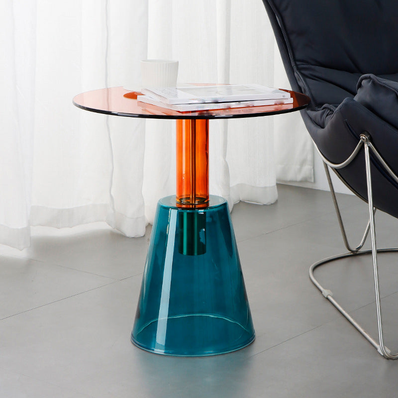 Contemporary Glass Pedestal Round Living Room Glass Top Side Table Clearhalo 'Coffee & Accent Tables' 'End & Side Tables' 'end_side_tables' 'furn' 'furn_end_side_tables' 'Furniture' 'Living Room Furniture' 6673582