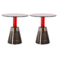 Contemporary Glass Pedestal Round Living Room Glass Top Side Table Red Gray 2 Clearhalo 'Coffee & Accent Tables' 'End & Side Tables' 'end_side_tables' 'furn' 'furn_end_side_tables' 'Furniture' 'Living Room Furniture' 6673584