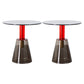 Contemporary Glass Pedestal Round Living Room Glass Top Side Table Gray-Red Gray 2 Clearhalo 'Coffee & Accent Tables' 'End & Side Tables' 'end_side_tables' 'furn' 'furn_end_side_tables' 'Furniture' 'Living Room Furniture' 6673588