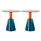 Contemporary Glass Pedestal Round Living Room Glass Top Side Table Orange Blue 2 Clearhalo 'Coffee & Accent Tables' 'End & Side Tables' 'end_side_tables' 'furn' 'furn_end_side_tables' 'Furniture' 'Living Room Furniture' 6673593