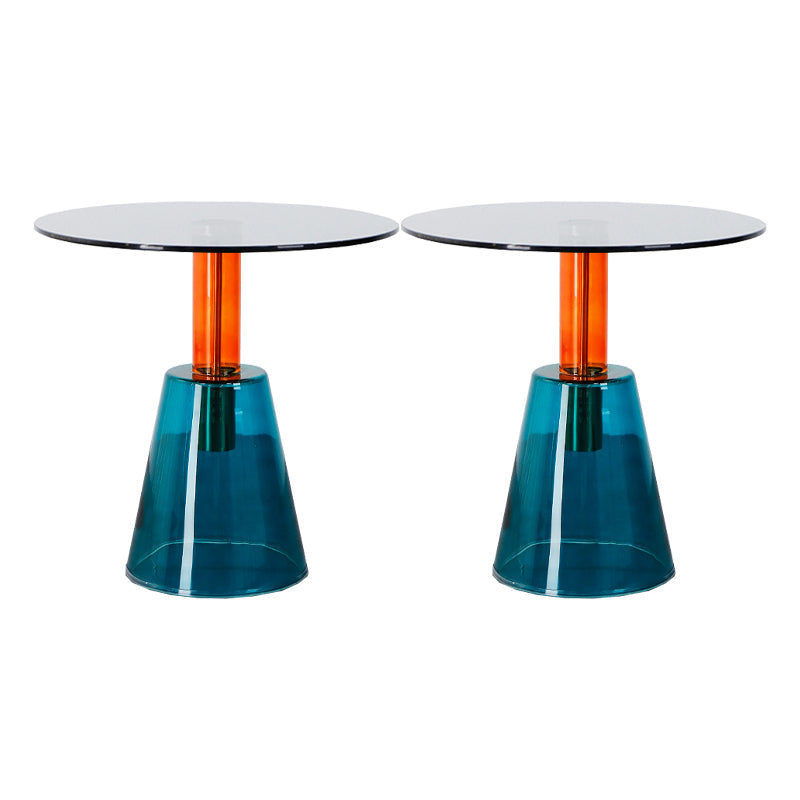 Contemporary Glass Pedestal Round Living Room Glass Top Side Table Grey Orange Blue 2 Clearhalo 'Coffee & Accent Tables' 'End & Side Tables' 'end_side_tables' 'furn' 'furn_end_side_tables' 'Furniture' 'Living Room Furniture' 6673596