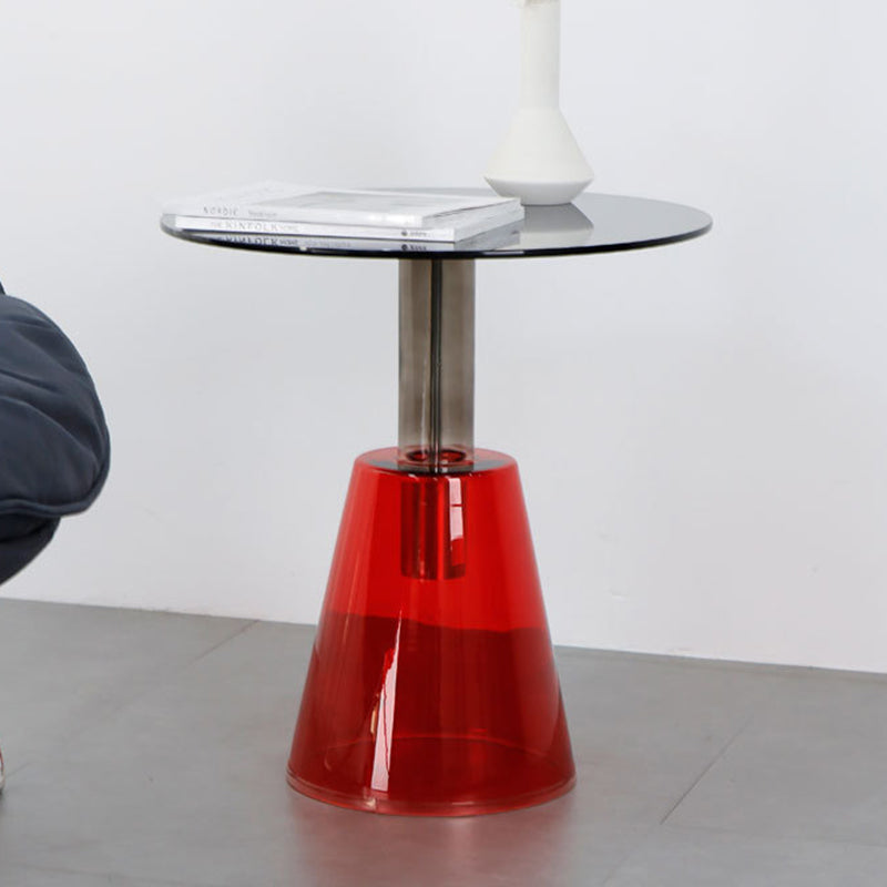 Contemporary Glass Pedestal Round Living Room Glass Top Side Table Clearhalo 'Coffee & Accent Tables' 'End & Side Tables' 'end_side_tables' 'furn' 'furn_end_side_tables' 'Furniture' 'Living Room Furniture' 6673600