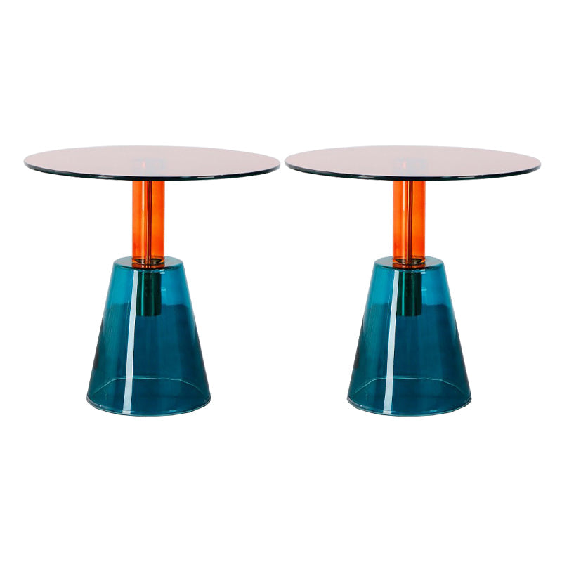 Contemporary Glass Pedestal Round Living Room Glass Top Side Table Red Orange Blue 2 Clearhalo 'Coffee & Accent Tables' 'End & Side Tables' 'end_side_tables' 'furn' 'furn_end_side_tables' 'Furniture' 'Living Room Furniture' 6673601