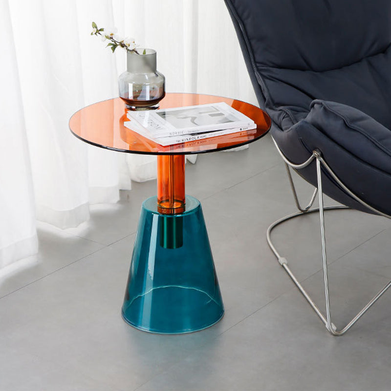 Contemporary Glass Pedestal Round Living Room Glass Top Side Table Clearhalo 'Coffee & Accent Tables' 'End & Side Tables' 'end_side_tables' 'furn' 'furn_end_side_tables' 'Furniture' 'Living Room Furniture' 6673602