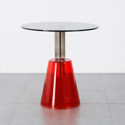 Contemporary Glass Pedestal Round Living Room Glass Top Side Table Grey Red 1 Clearhalo 'Coffee & Accent Tables' 'End & Side Tables' 'end_side_tables' 'furn' 'furn_end_side_tables' 'Furniture' 'Living Room Furniture' 6673603