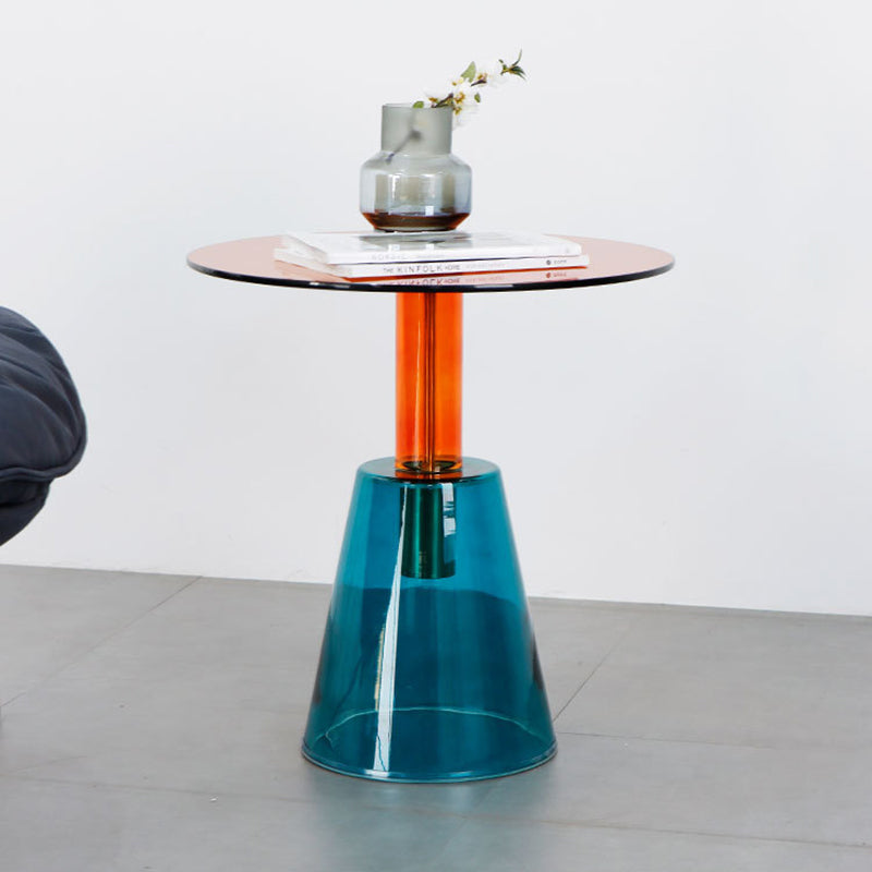 Contemporary Glass Pedestal Round Living Room Glass Top Side Table Clearhalo 'Coffee & Accent Tables' 'End & Side Tables' 'end_side_tables' 'furn' 'furn_end_side_tables' 'Furniture' 'Living Room Furniture' 6673604