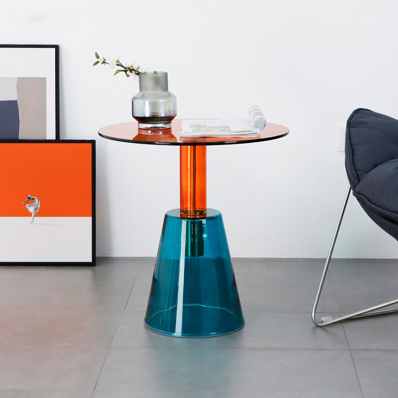 Contemporary Glass Pedestal Round Living Room Glass Top Side Table Clearhalo 'Coffee & Accent Tables' 'End & Side Tables' 'end_side_tables' 'furn' 'furn_end_side_tables' 'Furniture' 'Living Room Furniture' 6673606