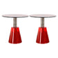 Contemporary Glass Pedestal Round Living Room Glass Top Side Table Red-Gray Red 2 Clearhalo 'Coffee & Accent Tables' 'End & Side Tables' 'end_side_tables' 'furn' 'furn_end_side_tables' 'Furniture' 'Living Room Furniture' 6673608