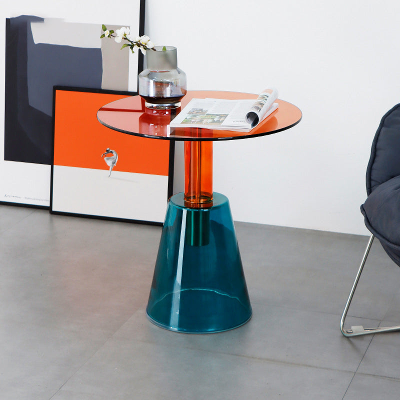 Contemporary Glass Pedestal Round Living Room Glass Top Side Table Clearhalo 'Coffee & Accent Tables' 'End & Side Tables' 'end_side_tables' 'furn' 'furn_end_side_tables' 'Furniture' 'Living Room Furniture' 6673609