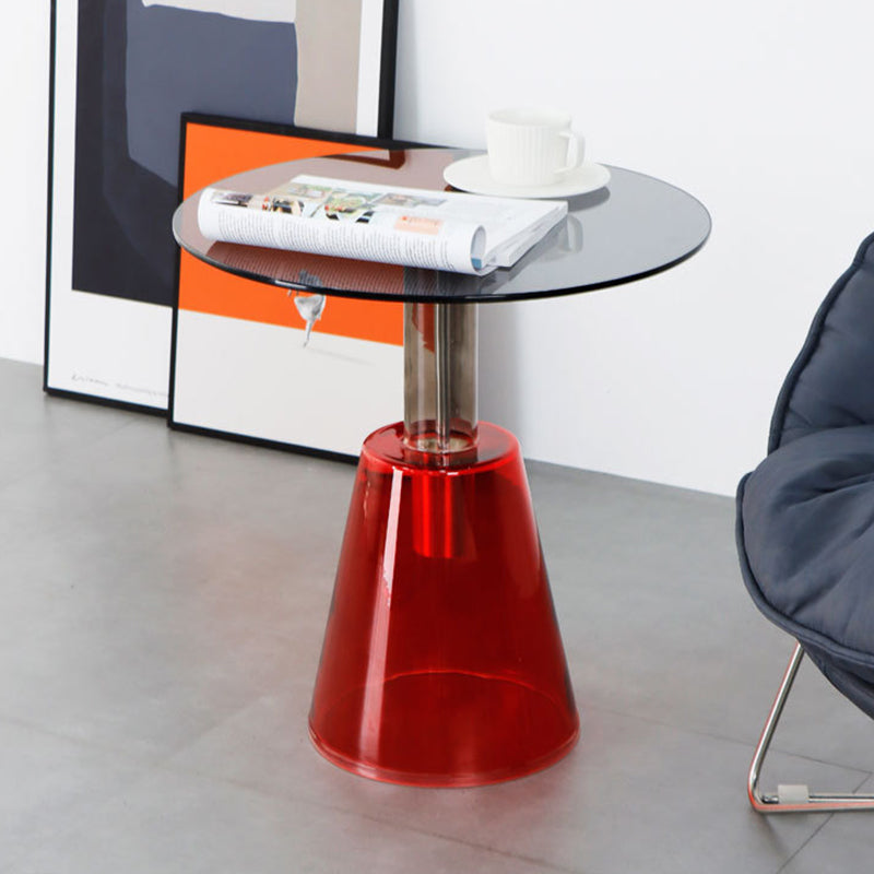 Contemporary Glass Pedestal Round Living Room Glass Top Side Table Clearhalo 'Coffee & Accent Tables' 'End & Side Tables' 'end_side_tables' 'furn' 'furn_end_side_tables' 'Furniture' 'Living Room Furniture' 6673610