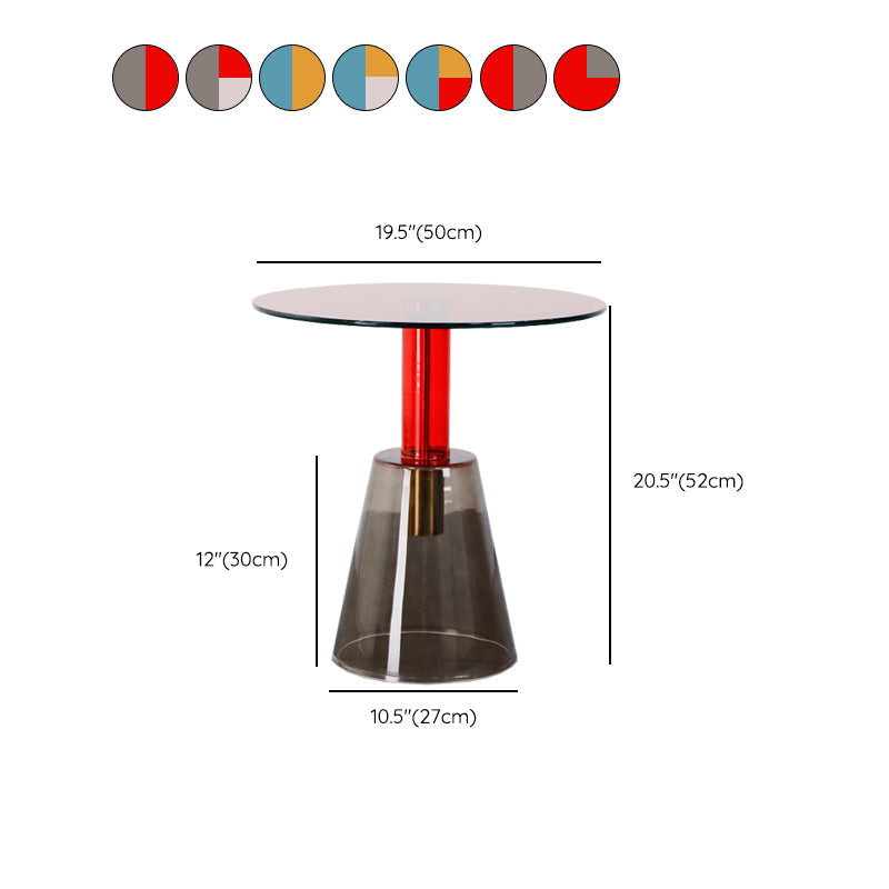 Contemporary Glass Pedestal Round Living Room Glass Top Side Table Clearhalo 'Coffee & Accent Tables' 'End & Side Tables' 'end_side_tables' 'furn' 'furn_end_side_tables' 'Furniture' 'Living Room Furniture' 6673611