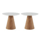 Contemporary Wood Side Table Pedestal Round Living Room Table