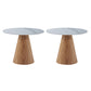 Contemporary Wood Side Table Pedestal Round Living Room Table