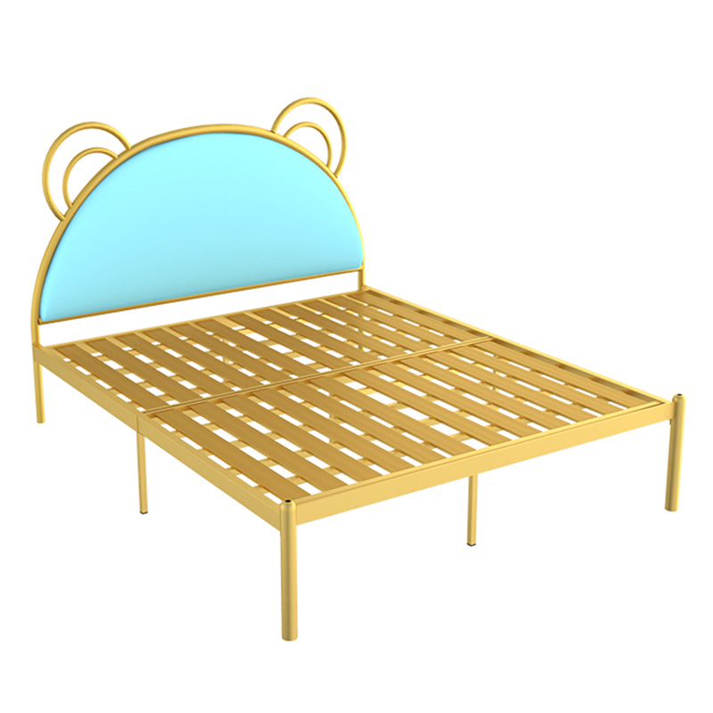 Lit standard à cadre en métal glamour, avec lit de tête de lit pour chambre à coucher