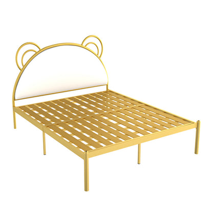 Lit standard à cadre en métal glamour, avec lit de tête de lit pour chambre à coucher