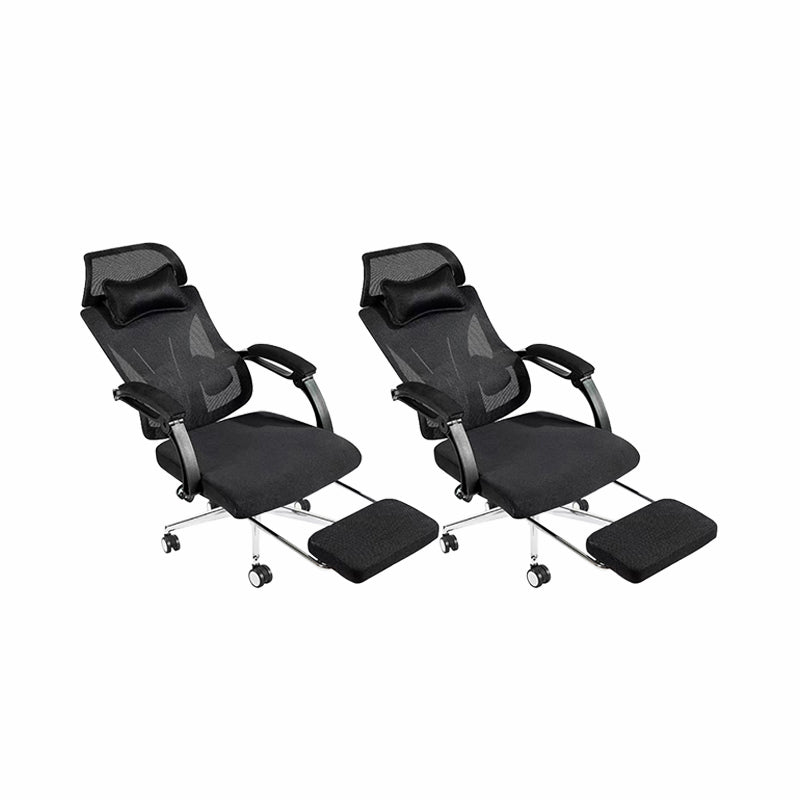 Modern Office Chair Adjustable Seat Height Padded Arms Desk Chair with Wheels Black 2 Piece Set Clearhalo 'furn' 'furn_office_chair' 'Furniture' 'Office Chairs' 'Office Furniture' 'office_chair' 6673901