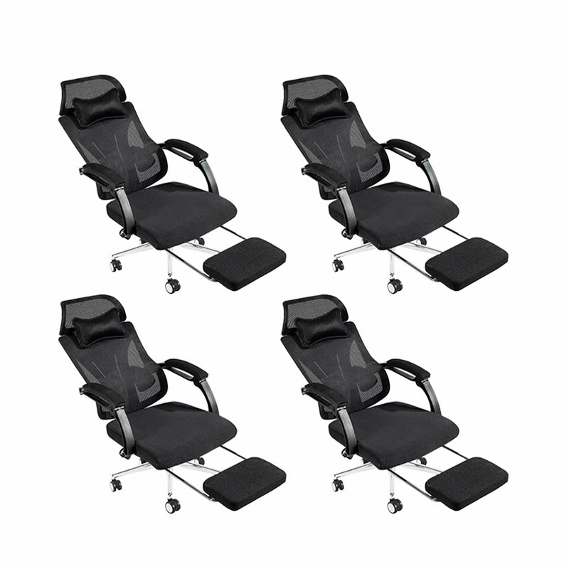 Modern Office Chair Adjustable Seat Height Padded Arms Desk Chair with Wheels Black 4 Piece Set Clearhalo 'furn' 'furn_office_chair' 'Furniture' 'Office Chairs' 'Office Furniture' 'office_chair' 6673903
