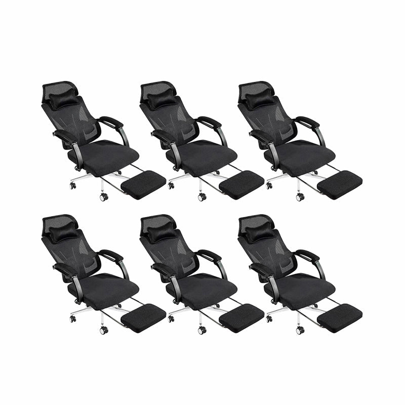 Modern Office Chair Adjustable Seat Height Padded Arms Desk Chair with Wheels Black 6 Piece Set Clearhalo 'furn' 'furn_office_chair' 'Furniture' 'Office Chairs' 'Office Furniture' 'office_chair' 6673904