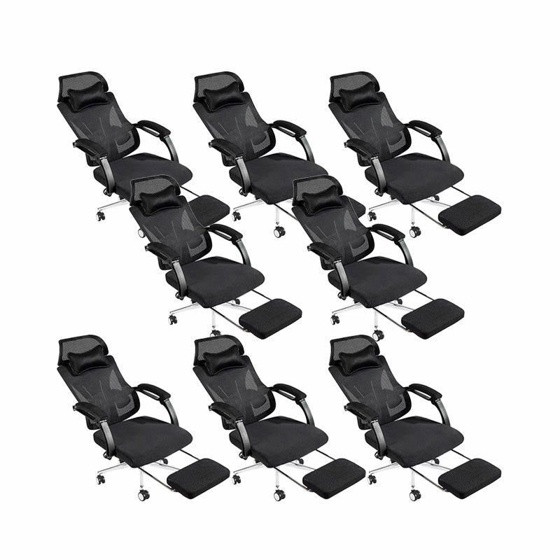 Modern Office Chair Adjustable Seat Height Padded Arms Desk Chair with Wheels Black 8 Piece Set Clearhalo 'furn' 'furn_office_chair' 'Furniture' 'Office Chairs' 'Office Furniture' 'office_chair' 6673906