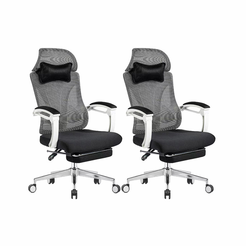 Modern Office Chair Adjustable Seat Height Padded Arms Desk Chair with Wheels White 2 Piece Set Clearhalo 'furn' 'furn_office_chair' 'Furniture' 'Office Chairs' 'Office Furniture' 'office_chair' 6673909