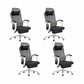 Modern Office Chair Adjustable Seat Height Padded Arms Desk Chair with Wheels White 4 Piece Set Clearhalo 'furn' 'furn_office_chair' 'Furniture' 'Office Chairs' 'Office Furniture' 'office_chair' 6673911