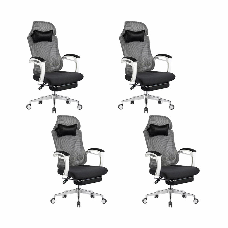 Modern Office Chair Adjustable Seat Height Padded Arms Desk Chair with Wheels White 4 Piece Set Clearhalo 'furn' 'furn_office_chair' 'Furniture' 'Office Chairs' 'Office Furniture' 'office_chair' 6673911