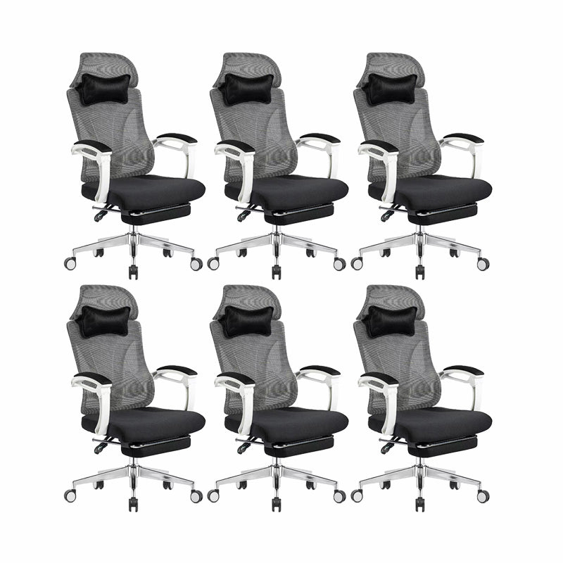 Modern Office Chair Adjustable Seat Height Padded Arms Desk Chair with Wheels White 6 Piece Set Clearhalo 'furn' 'furn_office_chair' 'Furniture' 'Office Chairs' 'Office Furniture' 'office_chair' 6673913