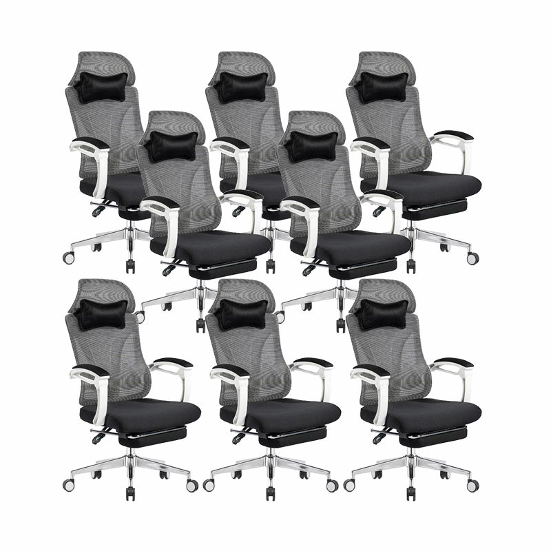 Modern Office Chair Adjustable Seat Height Padded Arms Desk Chair with Wheels White 8 Piece Set Clearhalo 'furn' 'furn_office_chair' 'Furniture' 'Office Chairs' 'Office Furniture' 'office_chair' 6673915